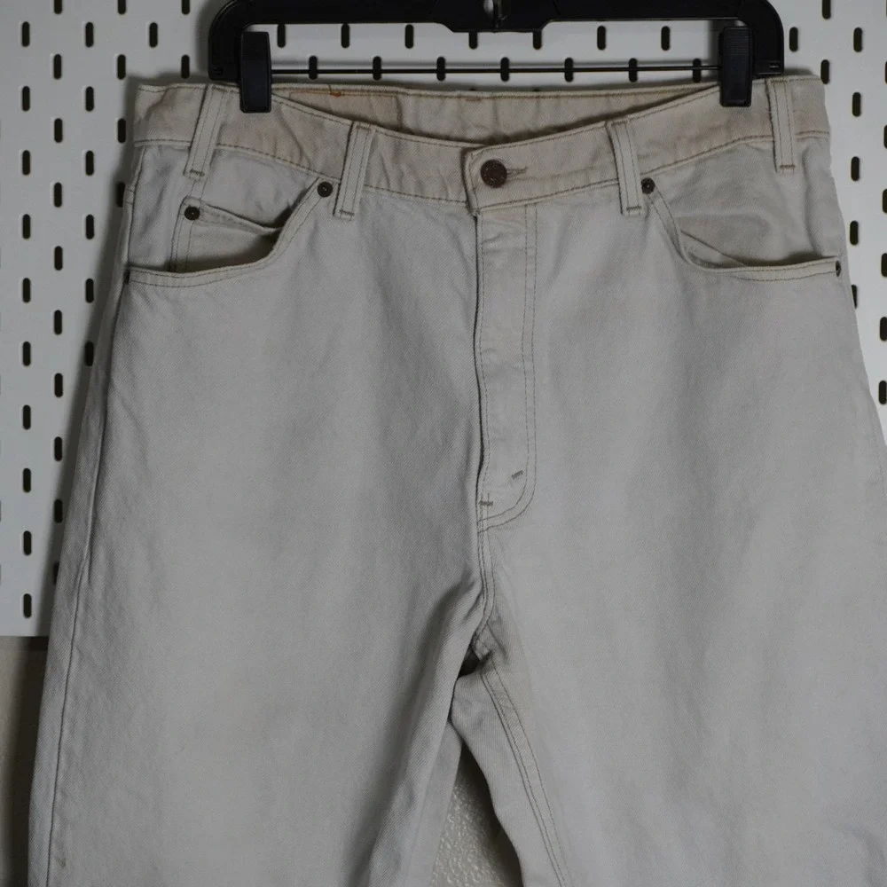 Vintage Levis 550 Relaxed Fit Tapered Leg Jeans Mens 36x32 Beige Denim Pants‎